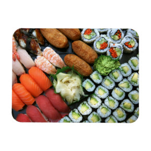 Sortiment av japanska sushi-favoriter magnet