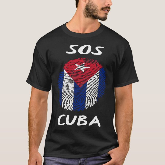 SOS Cuba Cuban DNA Cuba Libre Freedom & Libertad T Shirt (Framsida)