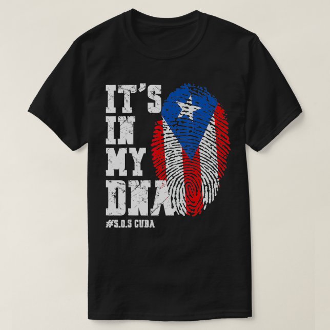 Sos Cuba Flagga Cuban-Pridet är i mitt DNA-Manar T Shirt (Design framsida)