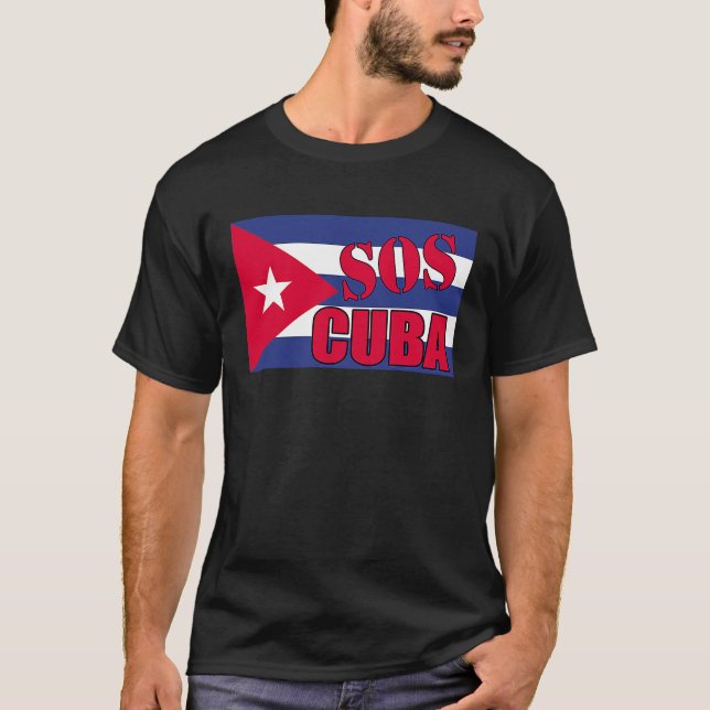SOS Cuba Patria Y Vida flagga Libertad Para Cuba f T Shirt (Framsida)