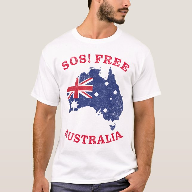 SOS! Free Australia - Freedom & Högers Australien  T Shirt (Framsida)
