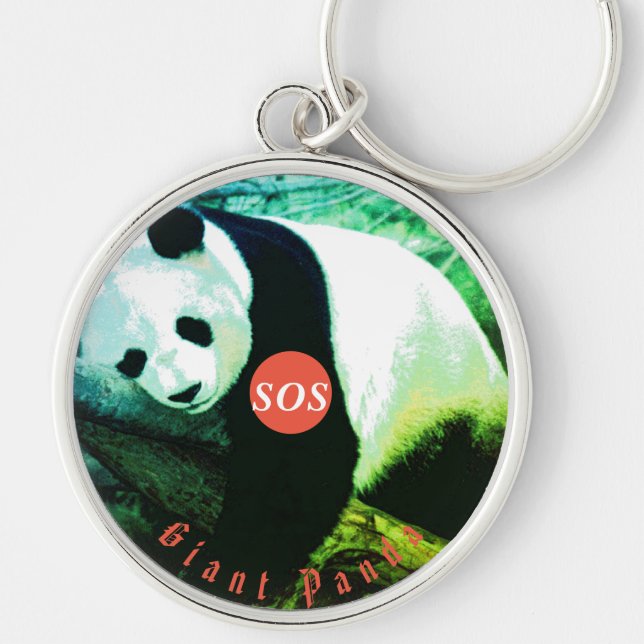 SOS Giant Panda premium rund nyckelring - stor (Framsidan)