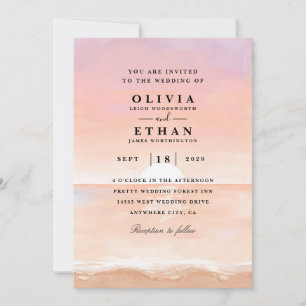SOS-inbjudningar till rosa-strandbröllop Inbjudningar