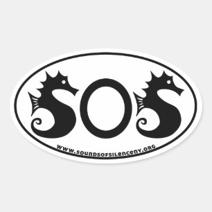 SOS - Ljud av silverovalsmärket Ovalt Klistermärke