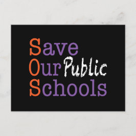 SOS Save Our Public Schools Postcard Vykort