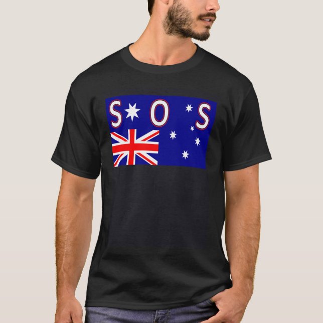 SOS UPSIDE DOWN AUSTRALIAN FLAG DEMOCRACY IN DISTR T SHIRT (Framsida)