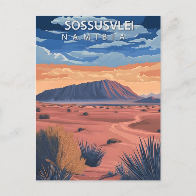 Sossusvlei Namibia Öken Vintage Resa Vykort (Framsida)