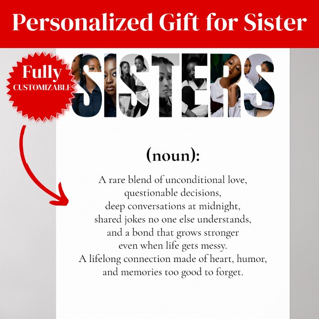 SÖSTRAR Definition Plansch – Unik Present till Hen Poster (SISTERS Definition Poster – Unique Gift for Her)