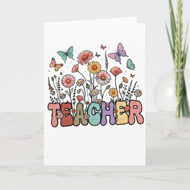 Söt 100 Dagar Skola Blommor Fjärilar Barn Kort (Framsida)