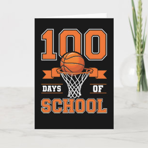 Söt 100-dagars skola basketboll barn lärare tema kort