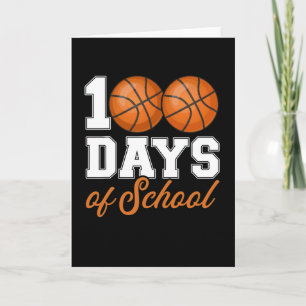 Söt 100-dagars skola basketboll barn lärare tema kort