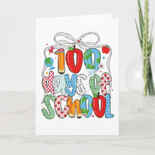 Söt 100 dagars skola rosa hjärtan klassrum kort