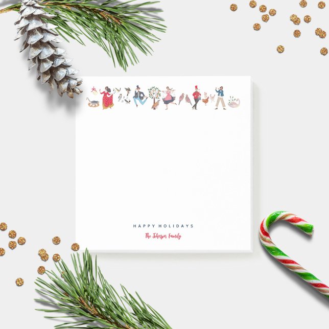 Söt 12 dagars jul klassisk illustration post-it block (Cute 12 days of Christmas sticky notes)
