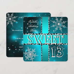 Söt 13 13-årsdag Teal Vinterundret 2 Inbjudningar