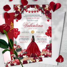 Söt 15 Alla hjärtans dag Red Birthday Quinceañera Inbjudningar