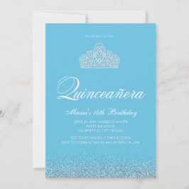 Söt 15, ljusblå Quinceanera-inbjudan Inbjudningar