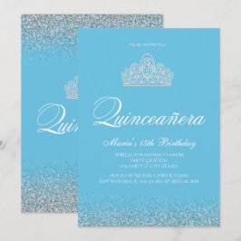 Söt 15, ljusblå Quinceanera-inbjudan Inbjudningar