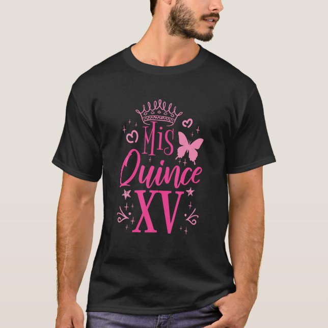 Söt 15 mexikansk Födelsedagsfest Quinceanera Mis Q T Shirt (Framsida)