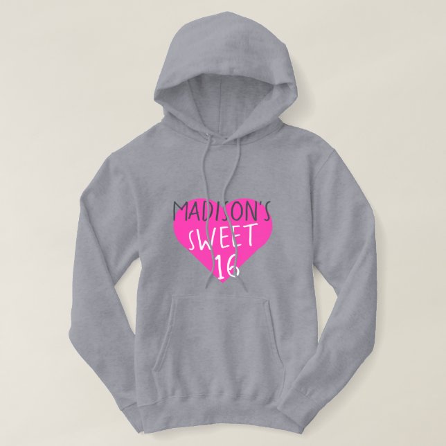 Söt 16 16:e födelsedagen hoodie (Design framsida)