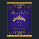 Söt 16 16th Deep Blue Guld Diamond Tiara Inbjudningar<br><div class="desc">Söt 16 16:e 16:e 16:e djupblå Elegant av Födelsedagsfesten Guld Diamond Tiara. Zizzago skapat den här designen Copyrights 2010</div>