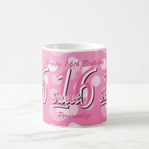 Söt 16 16th födelsedag för ordkonst kaffemugg