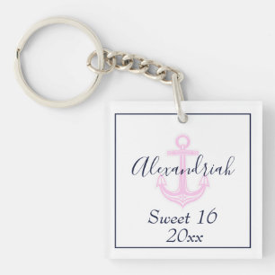 Söt 16 Anpassningsbar Rosa Navy Nautical Keyc