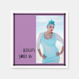 Söt 16-Anpassningsbars foto Napkin - Lila och svar Pappersservett