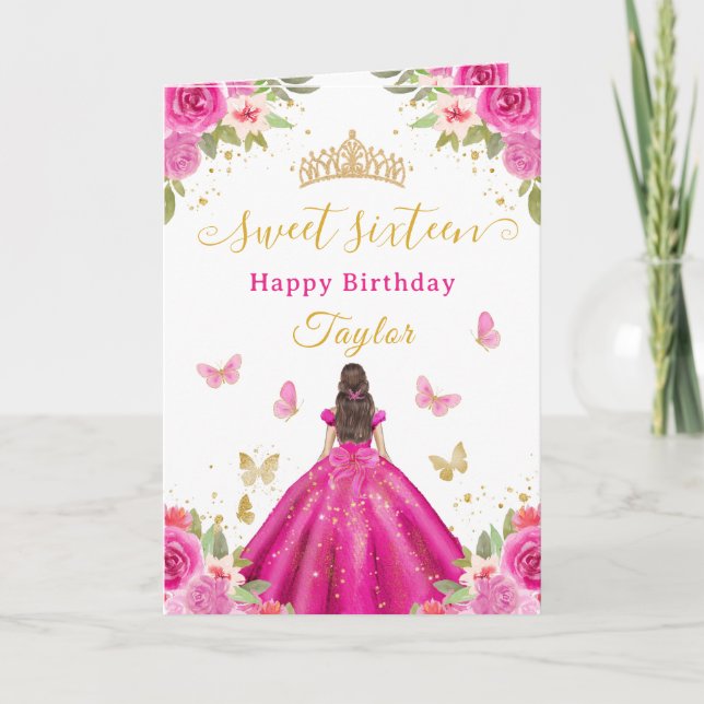 Söt 16-årig het rosa prinsessa mörkhårig flicka kort (Framsida)