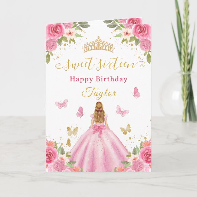 Söt 16-årig Rosa Prinsessa Blond Tjej Kort (Framsida)