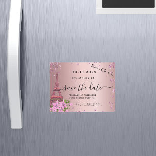 Söt 16-års blush rosa paris spara datum magnet
