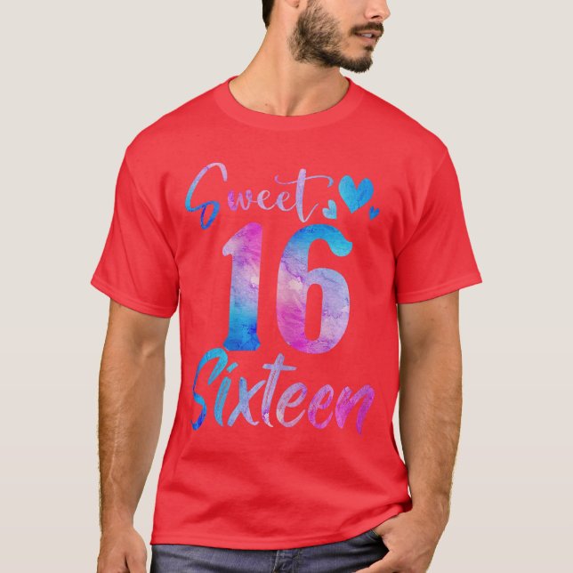 Söt 16-års födelsedagsfest Sjutton år T Shirt (Framsida)
