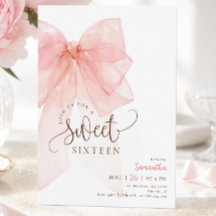 Söt 16-års rosa födelsedagsinbjudan med rosett