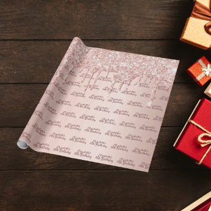 Söt 16-årsdag  droppar i ro guld glitter presentpapper