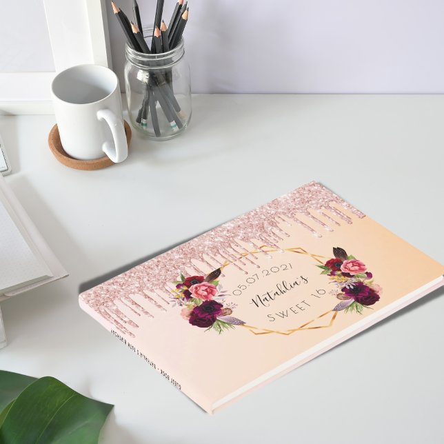 Söt 16-årsdag för den geometriska glitter droppen  gästböcker (Skapare uppladdad)