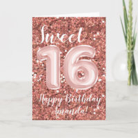 Söt 16-årsdag Grattis på födelsedagen Anpassad Ros