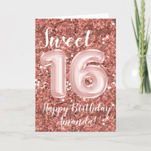 Söt 16-årsdag Grattis på födelsedagen Anpassad Ros Kort