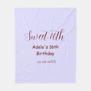 Söt 16-årsdag lila pastell mauve retro namn fleecefilt