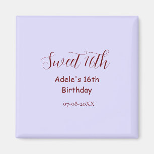Söt 16-årsdag lila pastell mauve retro namn magnet