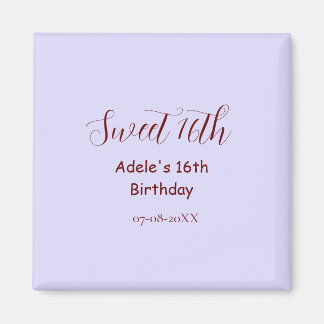 Söt 16-årsdag lila pastell mauve retro namn magnet