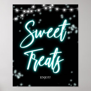 Söt 16-årsdag Teal Neon Söta gods Sign Poster