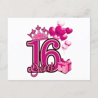 Söt 16-årsdag Vit Födelsedagskort Vykort