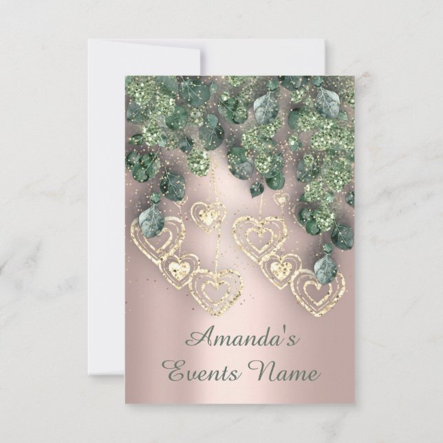 Söt 16-årsfest BRUD Shower Ros Hjarta Inbjudningar (Baksida)