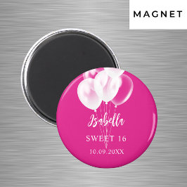Söt 16-årsfest med rosa vita ballonger magnet