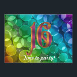 Söt 16-årsregnbågsinbjudan inbjudningar<br><div class="desc">Söt 16:e födelsedag regnbåge färg bokeh-inbjudan. Den här mallen kan användas för alla inbjudningar. Texten är helt och hållet dyr och talet 16 kan tas bort när du klickar på fliken Anpassa.</div>