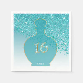 Söt 16 Azure Doft, Teal Paris Butik Pappersservett