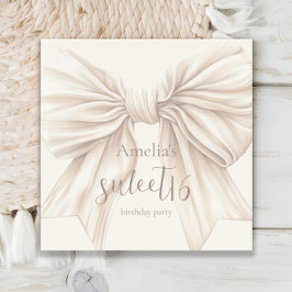 Söt 16 Beige Bow Watercolor Pappersservett