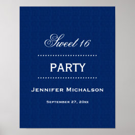 Söt 16 Birthday Classic Blue and White A06 Poster