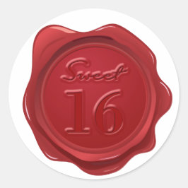 Söt 16 Birthday Faux Vax Seal Runt Klistermärke