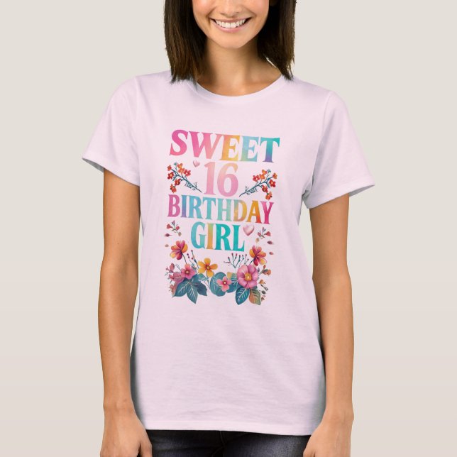 Söt 16 Birthday Girl T Shirt (Framsida)