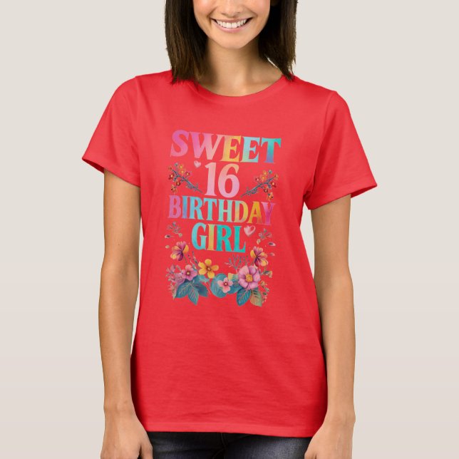 Söt 16 Birthday Girl T Shirt (Framsida)